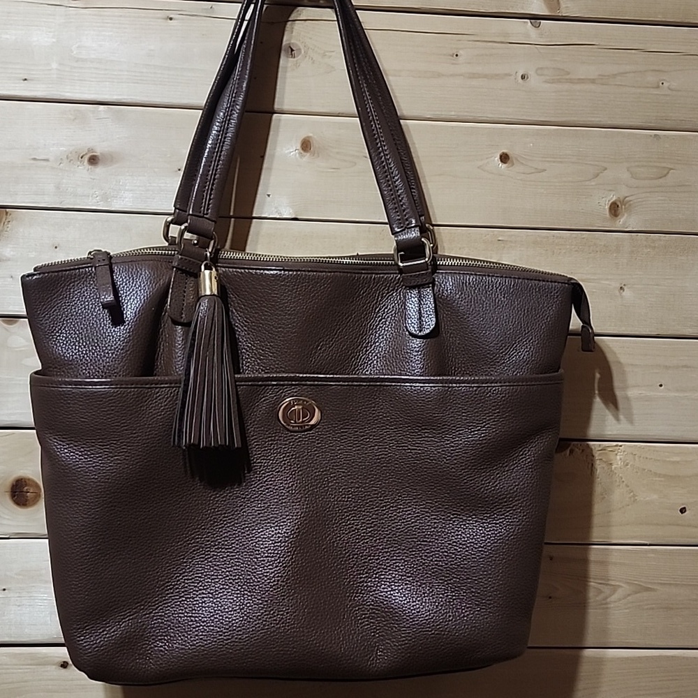 Tommy Hilfiger Brown Leather Bag Double Straps